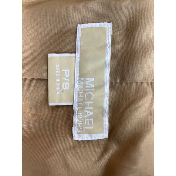 Michael Kors Women’s Brown Houndstooth Camel Cropped Blazer Jacket Sz P/S - Picture 6 of 8